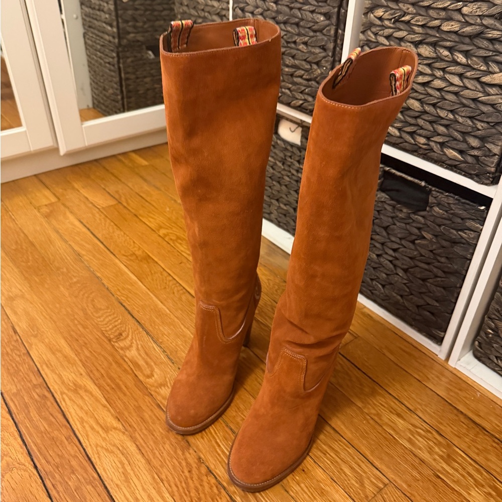Etro Suede Knee-High Boots in Tan